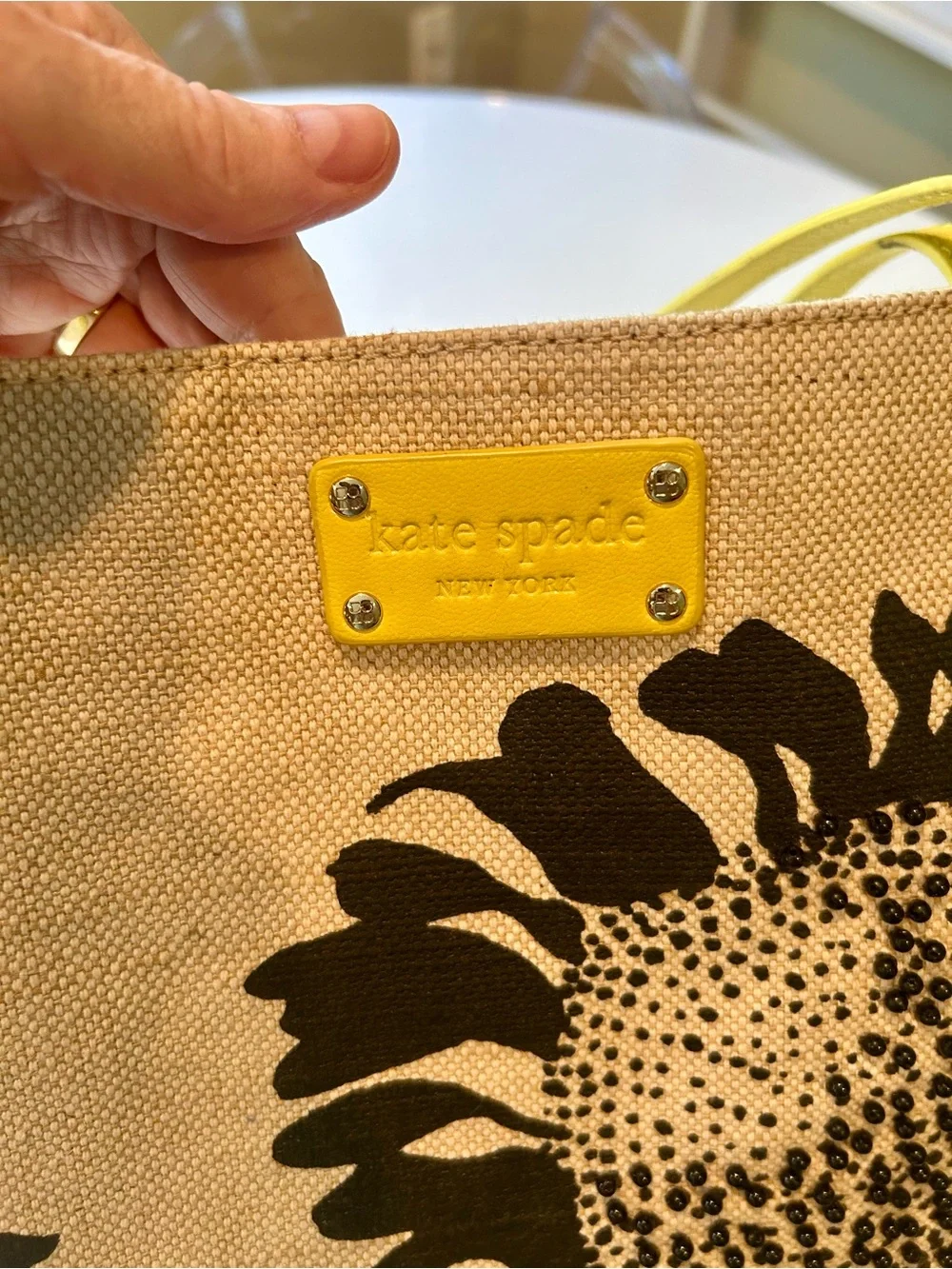 FABULOUS Kate Spade Canvas Sunflower Tote with Yellow Handles